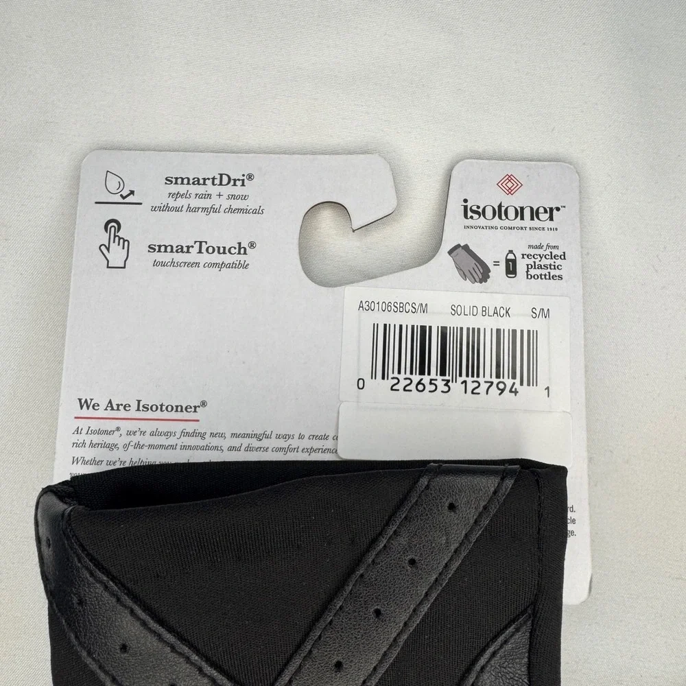 Isotoner smartDri smartTouch Gloves Black Chevron Trim Women's S/M‎ - Picture 4 of 4